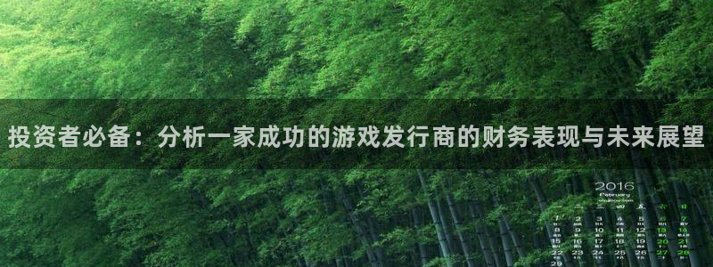 bg大游官网注册平台：投资者必备：分析一家成功的游戏发行商的财务表现与未来展望